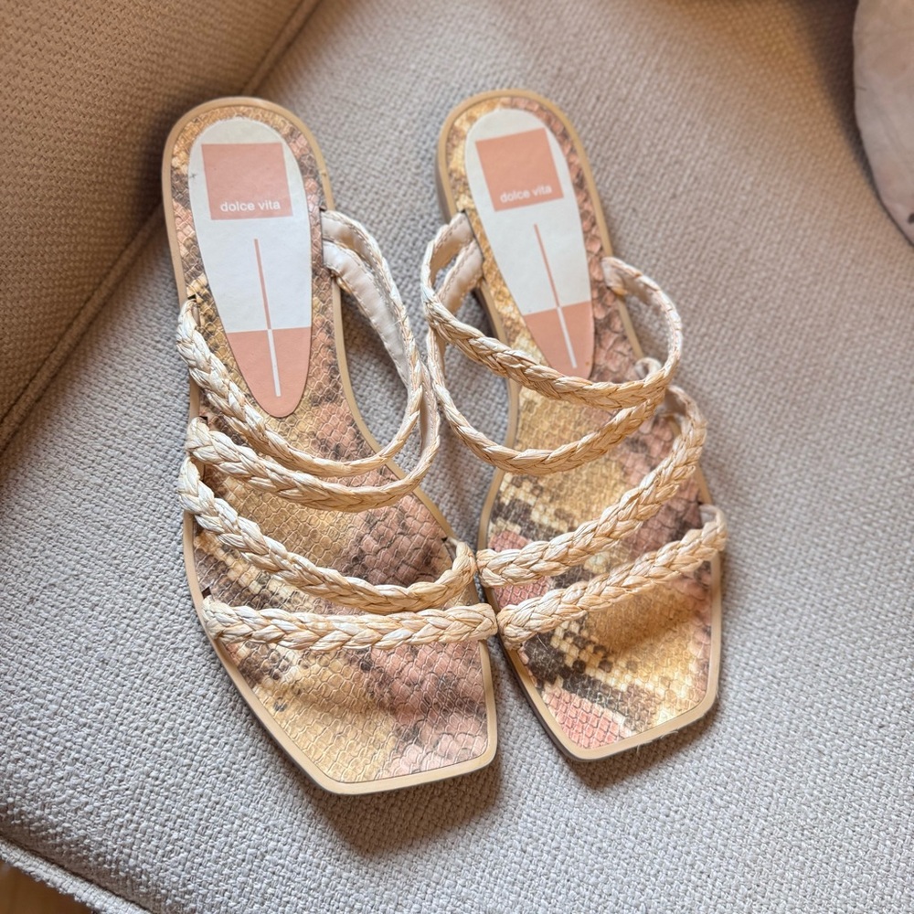 Dolce Vita Women's Braided Sandals - Tan and Cream